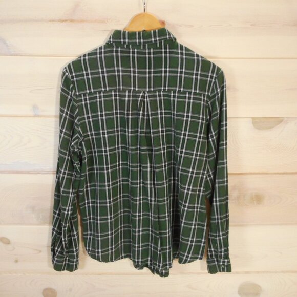 Princess Polly Women's US Size 10 Button Up Shirt Forest Green Plaid Flannel - Picture 3 of 7